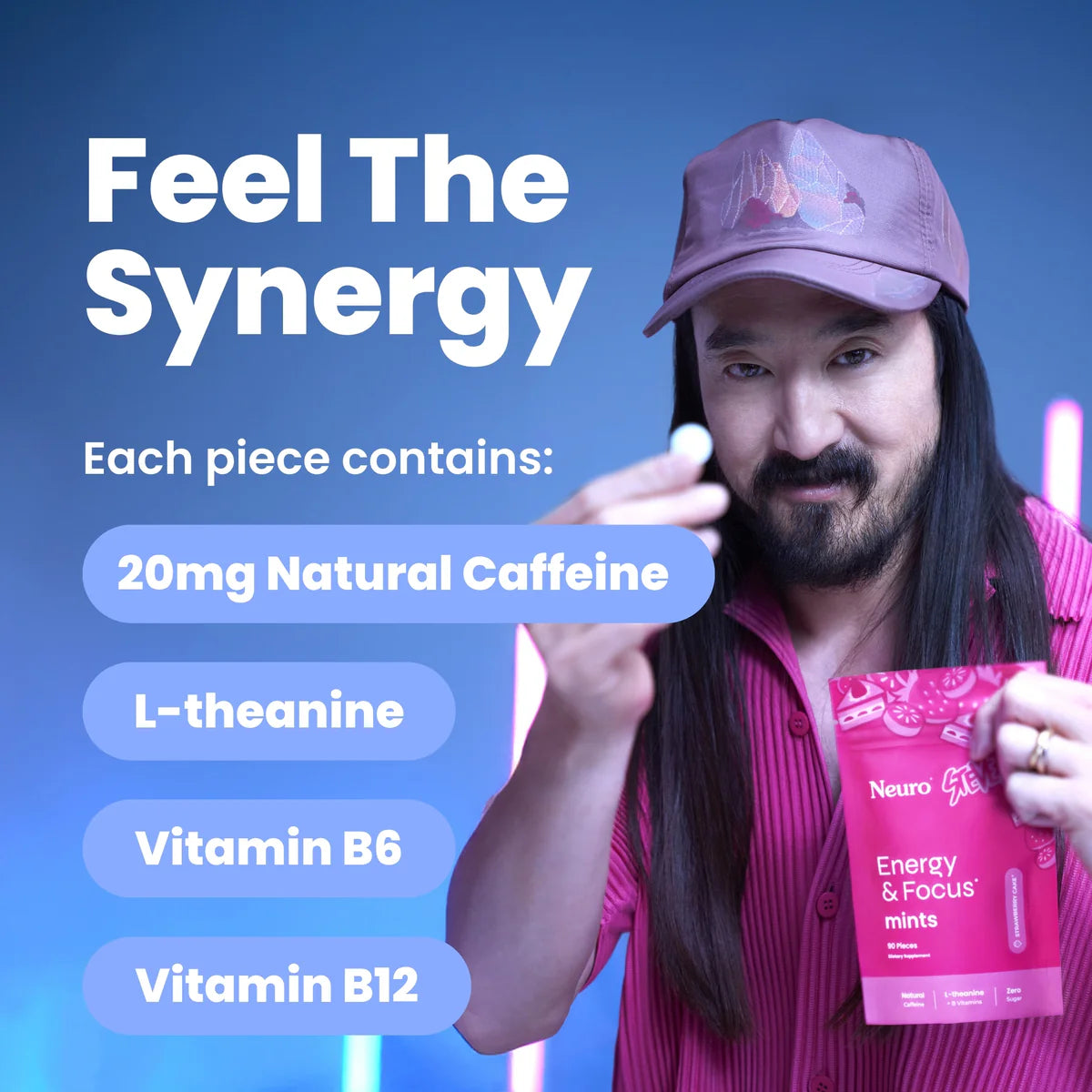 Neuro - Neuro x Steve Aoki Energy & Focus Strawberry Cake Mints