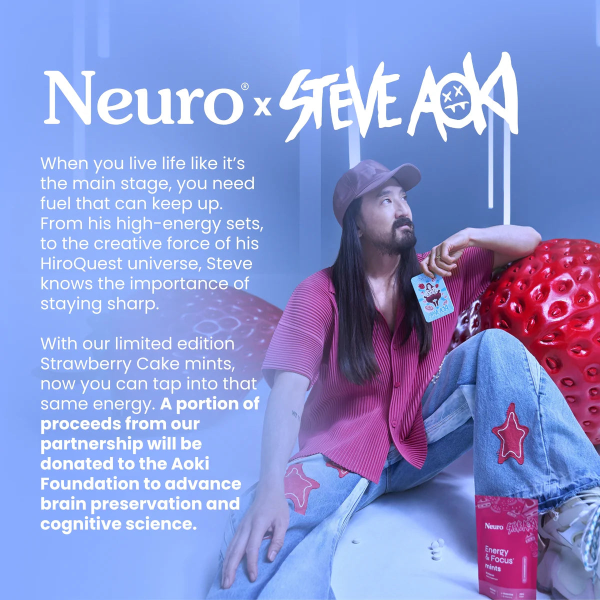 Neuro - Neuro x Steve Aoki Energy & Focus Strawberry Cake Mints