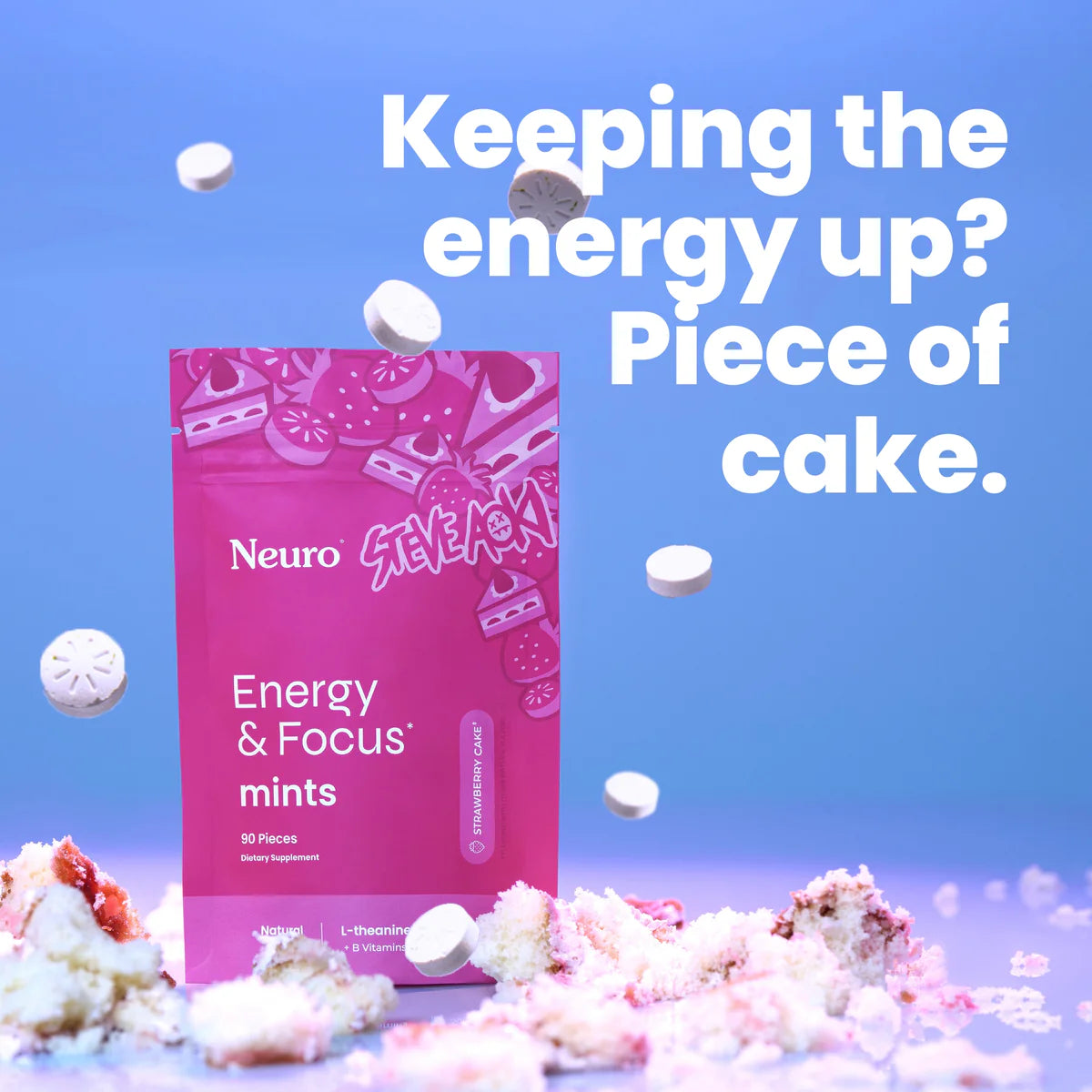 Neuro - Neuro x Steve Aoki Energy & Focus Strawberry Cake Mints